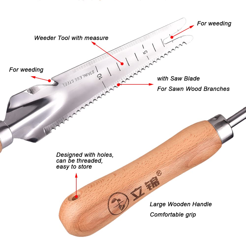 Sarchiatrice Manuale NICAVKIT 2 Pezzi - In Acciaio Inox Con Manico Legno Per Giardinaggio - Foto 7