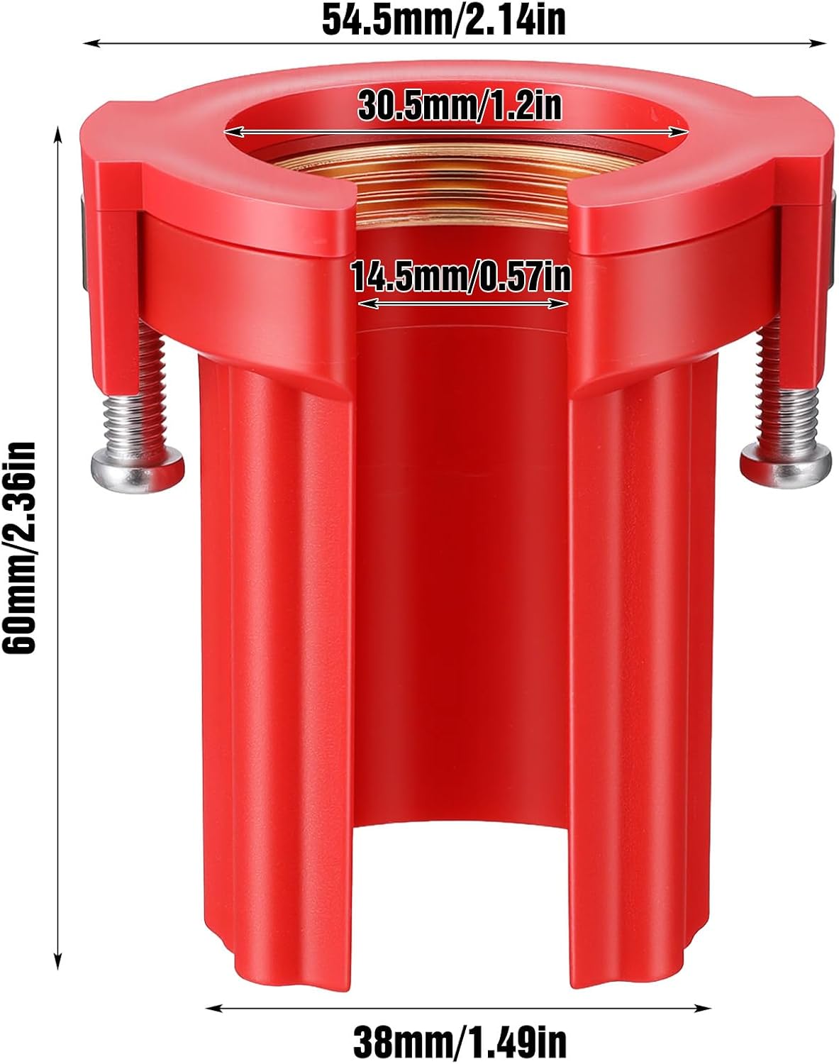 Kitchen Faucet Fixing Nut PP Plastic Faucet Lock Nut for Threaded Pipe 32mm OD Anti Loosening Hot and Cold Faucets Fasteners Red Locking Nuts Fixing Repair Tools for Kitchen and Bathroom image 2