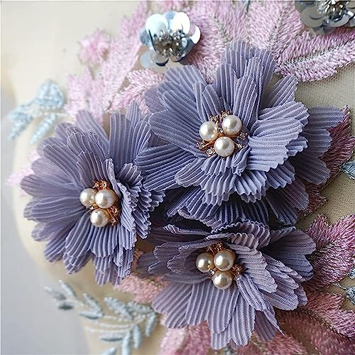 Dentelle avec perles violette pour customiser une robe de soirée