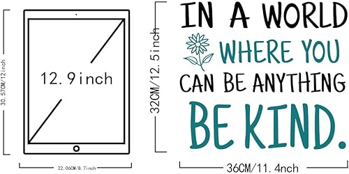 Miniatura 2 de SUPERDANT Calcomanía de pared con texto en inglés «Be Kind Quotes in A World Where You Can Be Anything Kind», calcomanías inspiradoras de pared
