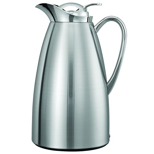 Service Ideas CJZ1BS - Jarra con clase, aislada al vacío con forro de vidrio, 1 litro, 33.8 onzas, cepilladapulida