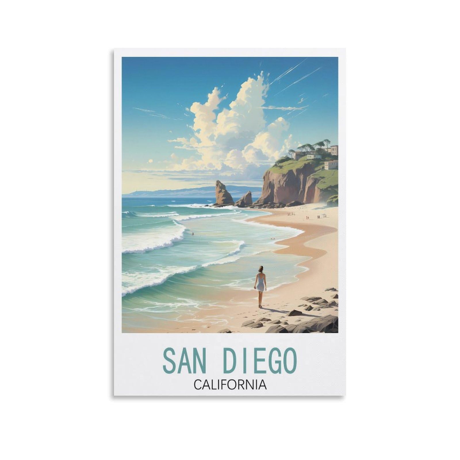 EZMLFA DIY 5D Diamond Painting Kits for Adults,San Diego California DIY Diamond Art Kits Gem Painting Crafts for Home Wall Decor 40x40cm