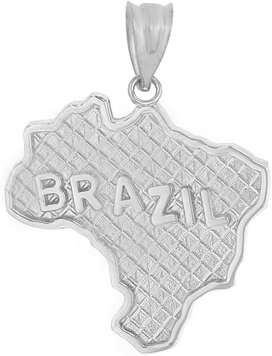 State Collection Colgante de plata de ley 925 con mapa de país de Brasil, Plata esterlina