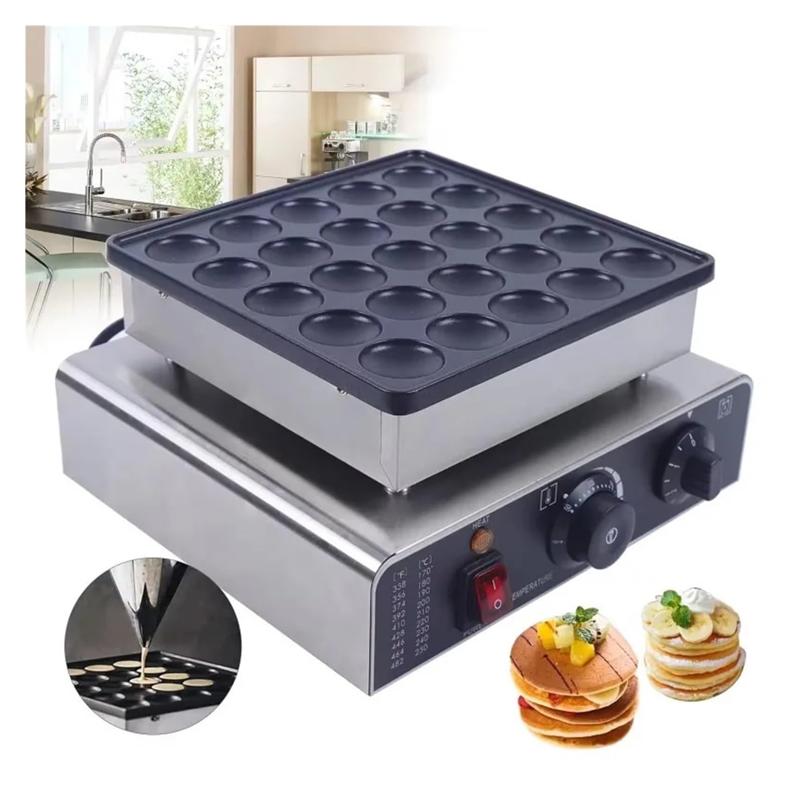 Mini Máquina For Hacer Panqueques, Muffins Y Waffles, Multifunción, Con 25 Placas Calefactoras Dobles, Comercial, For Dorayaki Calentamiento Uniforme Y RáPido