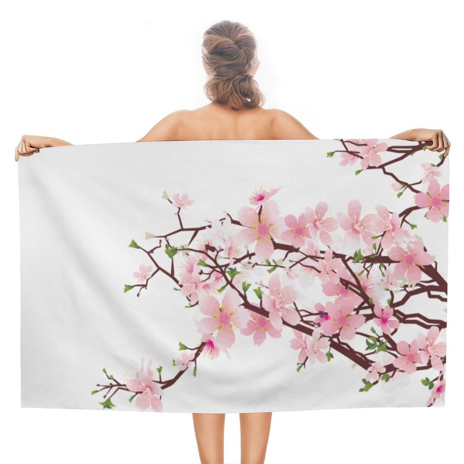 LEDFCVSU Beach Towel, Tempting Cherry Blossoms Bath Towel, Absorbent Towel for Swimming, Sports, Travel