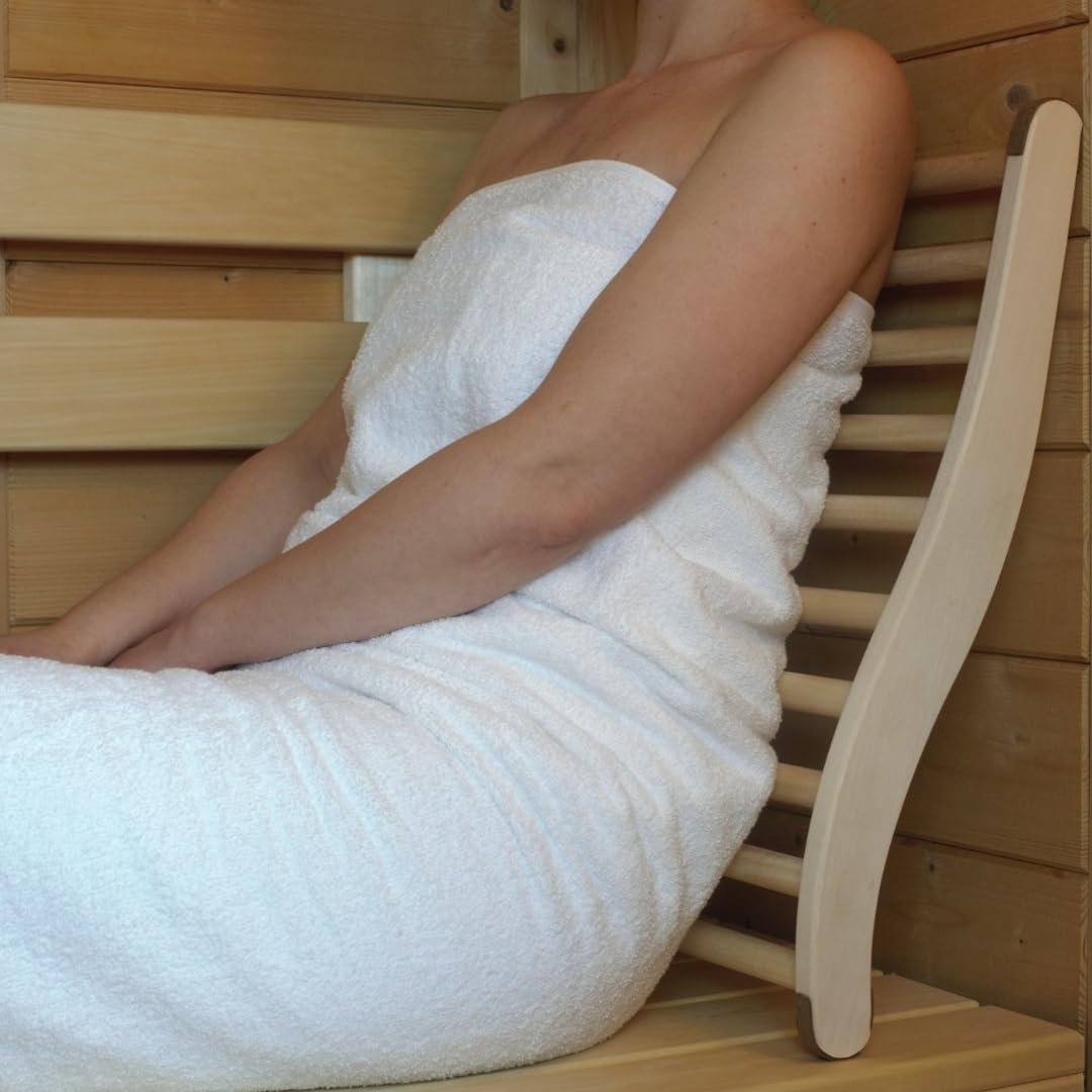 2X HOFMEISTER® Dossier Sauna 51 cm, Bois de Tilleul pour Hautes Températures, Ergonomique, Bouchons Liège Antidérapants, Fabrication Manuelle UE, Appui-Dos & Tête Relaxation