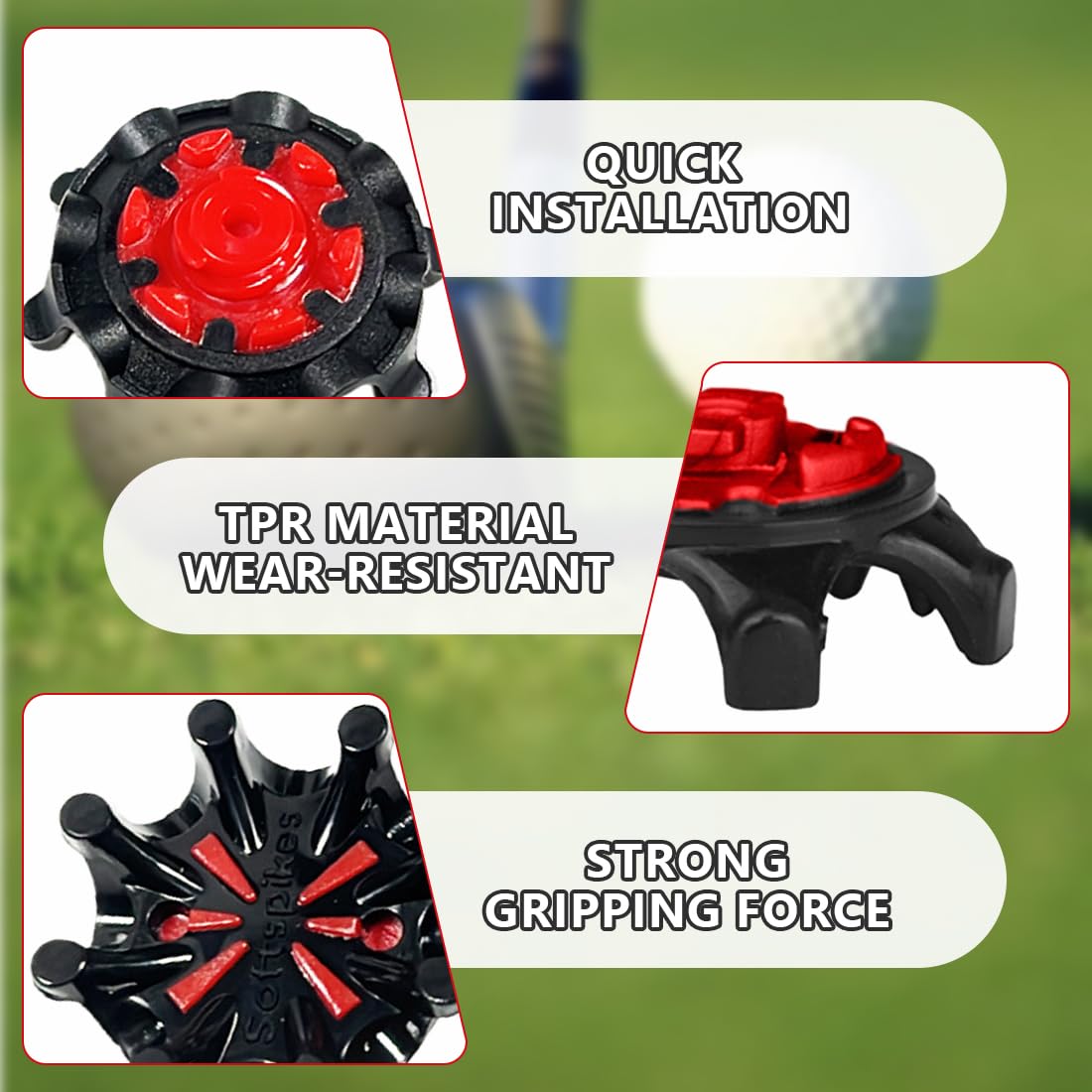 Golf Spikes,Golf Spikes Stollen 10 Stück, Golf Schuh Spikes Ersatz, Anti Rutsch Cricket Spikes, Golfschuh Spikes Schraub Trainingsteile für Golfliebhaber im Freien