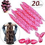 20Pcs Magic Pillow Cloth Hair Roller for Long Medium Hair, Flexible Foam Sponge No Heat Nighttime Hair Curlers DIY No Harm Night Hair Rollers Styling Tool For Women-Pink