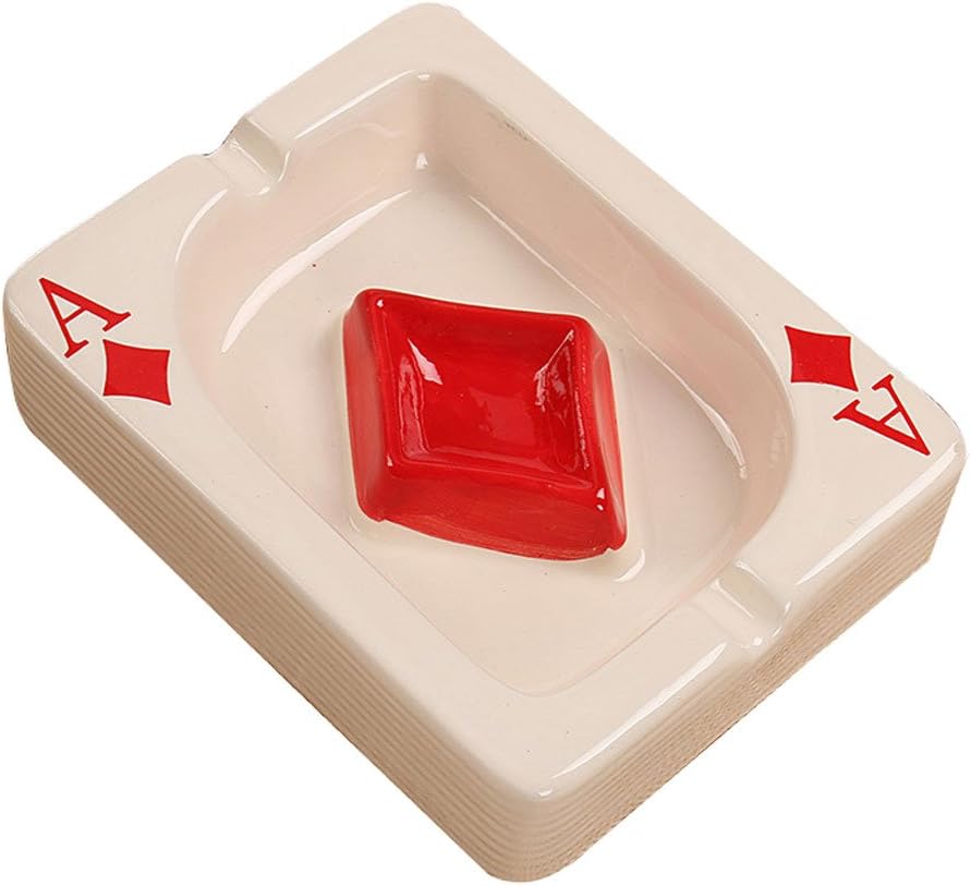 MYJ Creative Ceramic Ashtray Playing Cards Home Office Bar Desktop Decoration Ashtray
