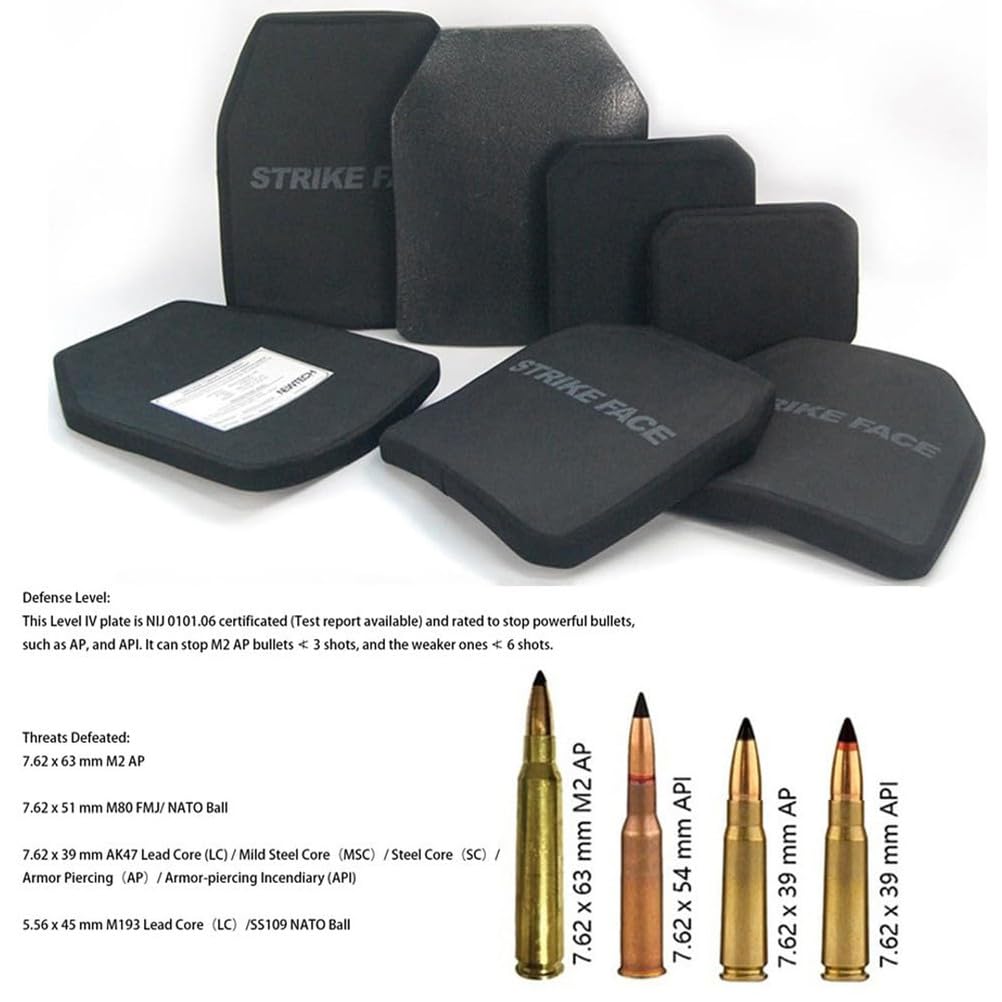 NIJ IV kugelsichere Platte, 10"x12" PE+Keramik Stand Alone Panzerplatte, taktischer Körpereinsatz für Weste/Rucksack, 7,62 mm Schutz,1pcs