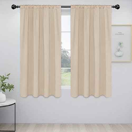Miniatura 111 de Easy-Going Cortinas opacas con bolsillo para barra para dormitorio, cortinas de ventana para oscurecer la habitación para sala de estar, cortinas de