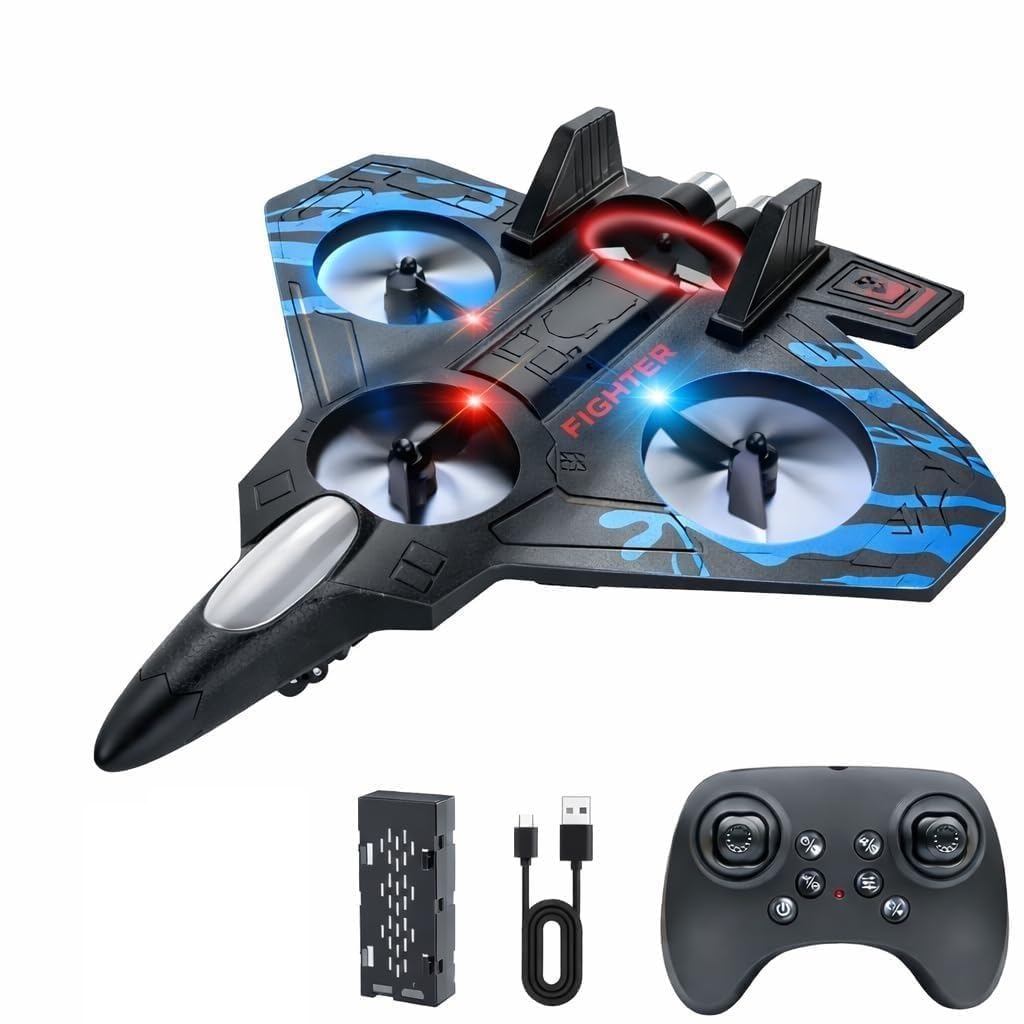 RC Fighter Jet Remote Control Airplane for Kids & Adults 2.4GHz RC Plane Drone Toy with LED Lights 360° Flip, Stunt Roll, Easy to Fly Glider Plane Flying Aeroplane Toy Gift for Boys Girls-picture-35