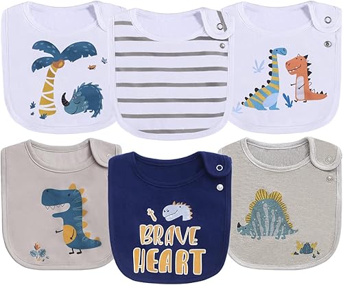 Maiwa Baberos de algodón impermeables para niñas y niños, unisex para babear, babear babear con broches, impresión certificada Oeko-TEX