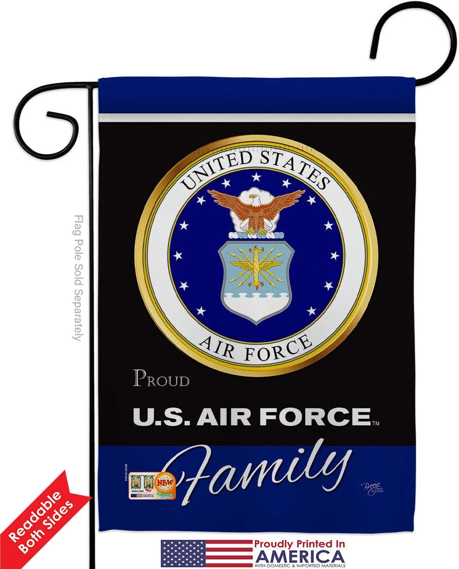 Air Force Proudly Family Garden Flags 2pcs Pack Armed Forces USAF United State American Military Veteran Retire Official Small Decorative Gift Yard House Banner Double-Sided Made In USA 13 X 18.5