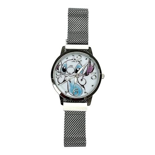Accutime Kids LILO & Stitch Analog Quartz Wrist Watch with Small Face, Silver Accents for Girls, Boys, Kids (LAS8014AZ)