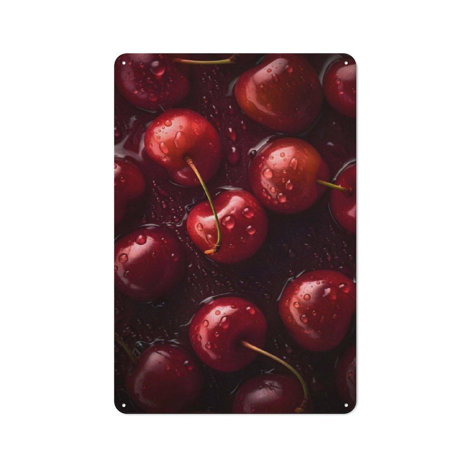 Junmoney Tasty Cherries Urban Metal Wall Decor 30X20cm, Metal Wall Art Sign For Loft, Studio, Office Or Creative Room