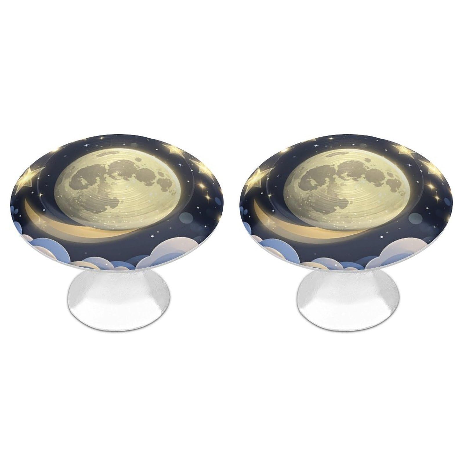 FekiLoot Stars and Moon on Dark Background Cabinet Knob 2 Pack Mini Round Drawer Pulls Stainless Steel Dresser Drawer Knobs Kitchen Drawer Hardware for Bathroom Dresser Closet Door Knobs