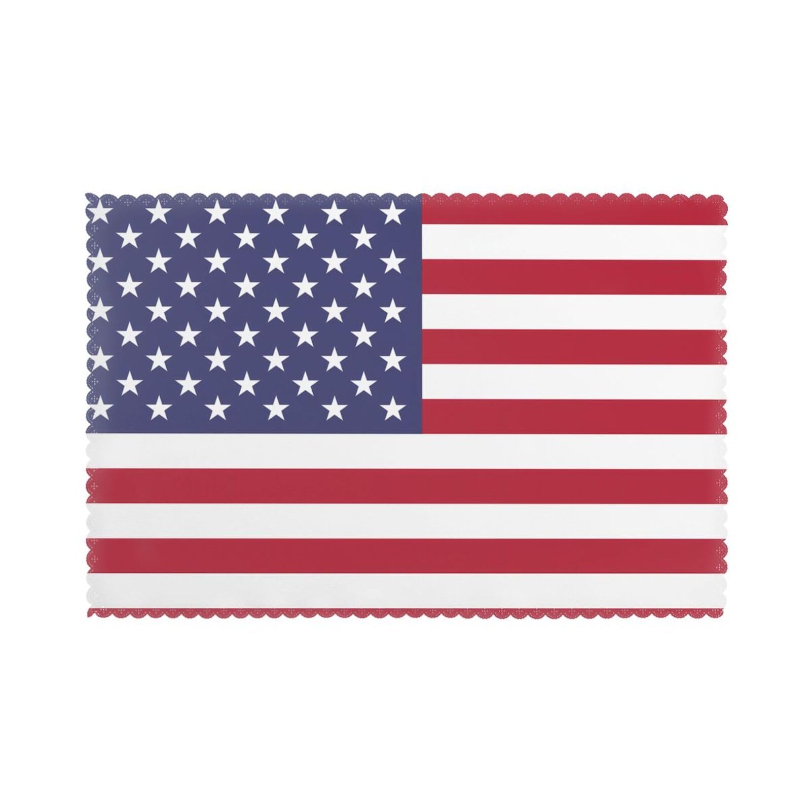 American flag Placemat set of 6, oil-proof and insulated dining table placemats, washable and wipeable.