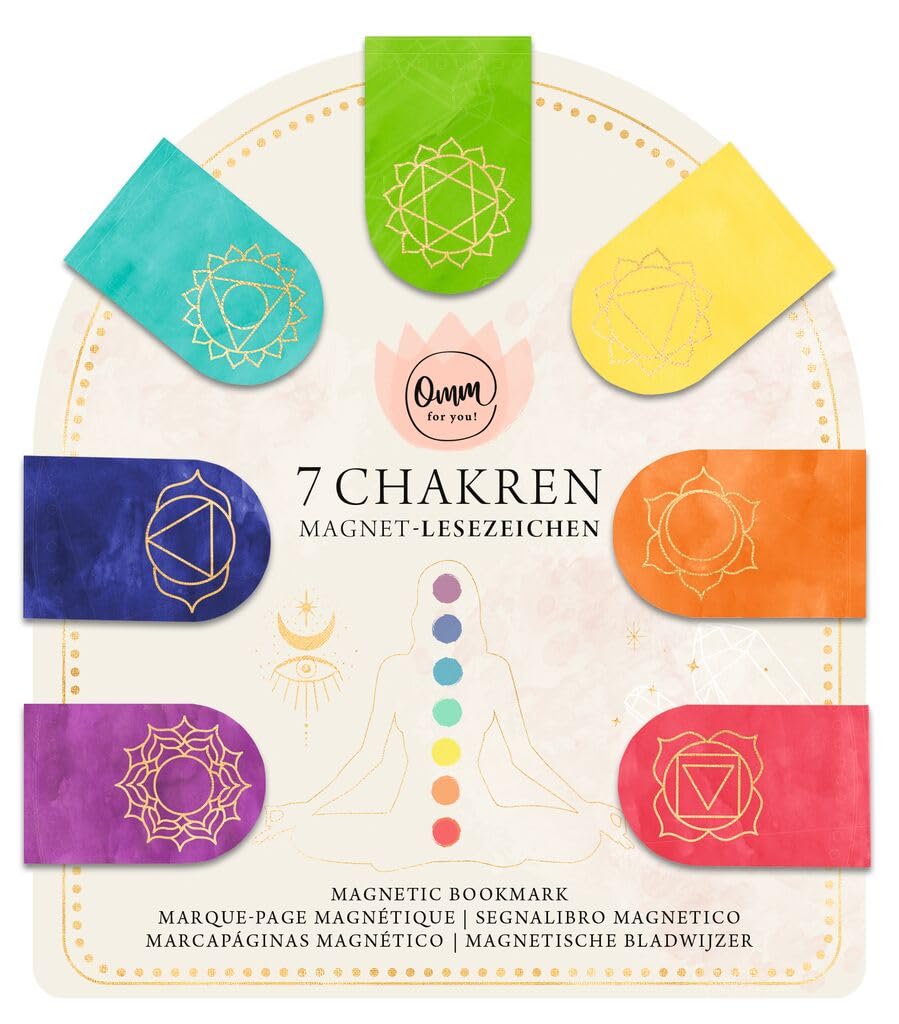 moses. Chakra Magnetic Bookmarks - 7 Magnetic Bookmarks with Chakra Meaning Guide, Set of 7 Bookmarks with Gold Details