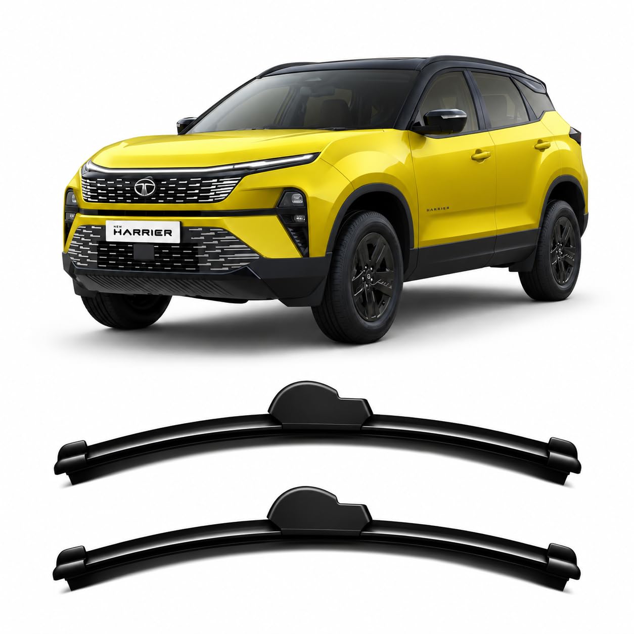 Banana Wiper Blades for Tata Harrier 2019-2023 Front Windshield | Set of 2 | Curved Beam Type | U Hook | Graphite Rubber | Streak-Free-image-22