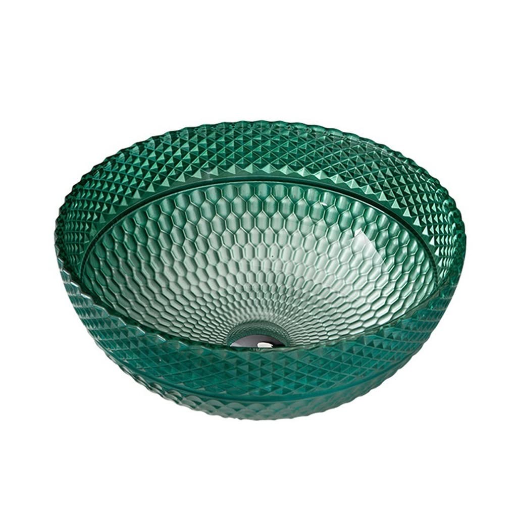 Teesong Sink Only Bathroom Sink Countertop Bathroom Vessel Sink Round Tempered Glass Countertop Hotel Vanity Counter Basin
