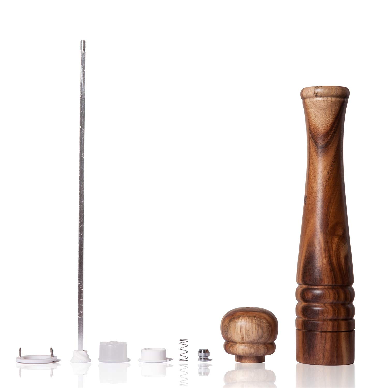 Salz- und Pfeffermühle Set, Gewürzmühlen 2er-Set, Salz und Pfeffer Mühle aus Akazienholz mit Keramikmahlwerk, H 30 cm