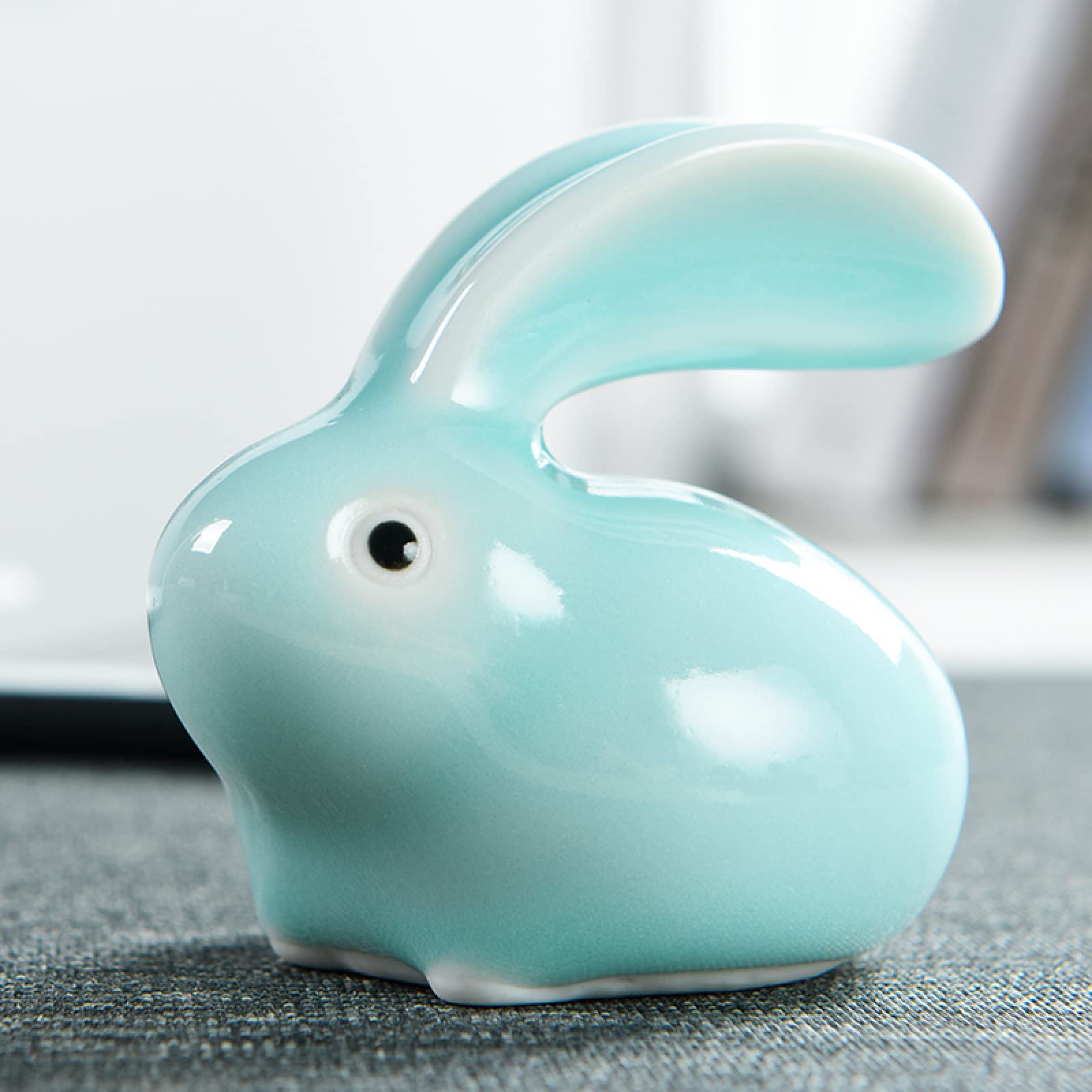 Dytartzx Ceramic Ornament Rabbit Animals Handcrafted Sculpture Garden Arts Decor For Home Office Car Dashboard Gift