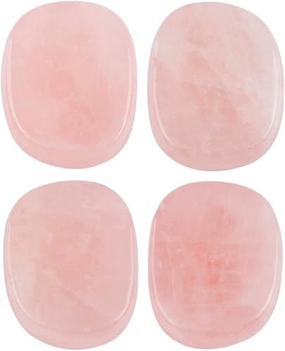 Miniatura 3 de Rockcloud Cristal curativo de cuarzo rosa, 4 piezas, piedras de chakra grabadas, palmera, equilibrio de reiki