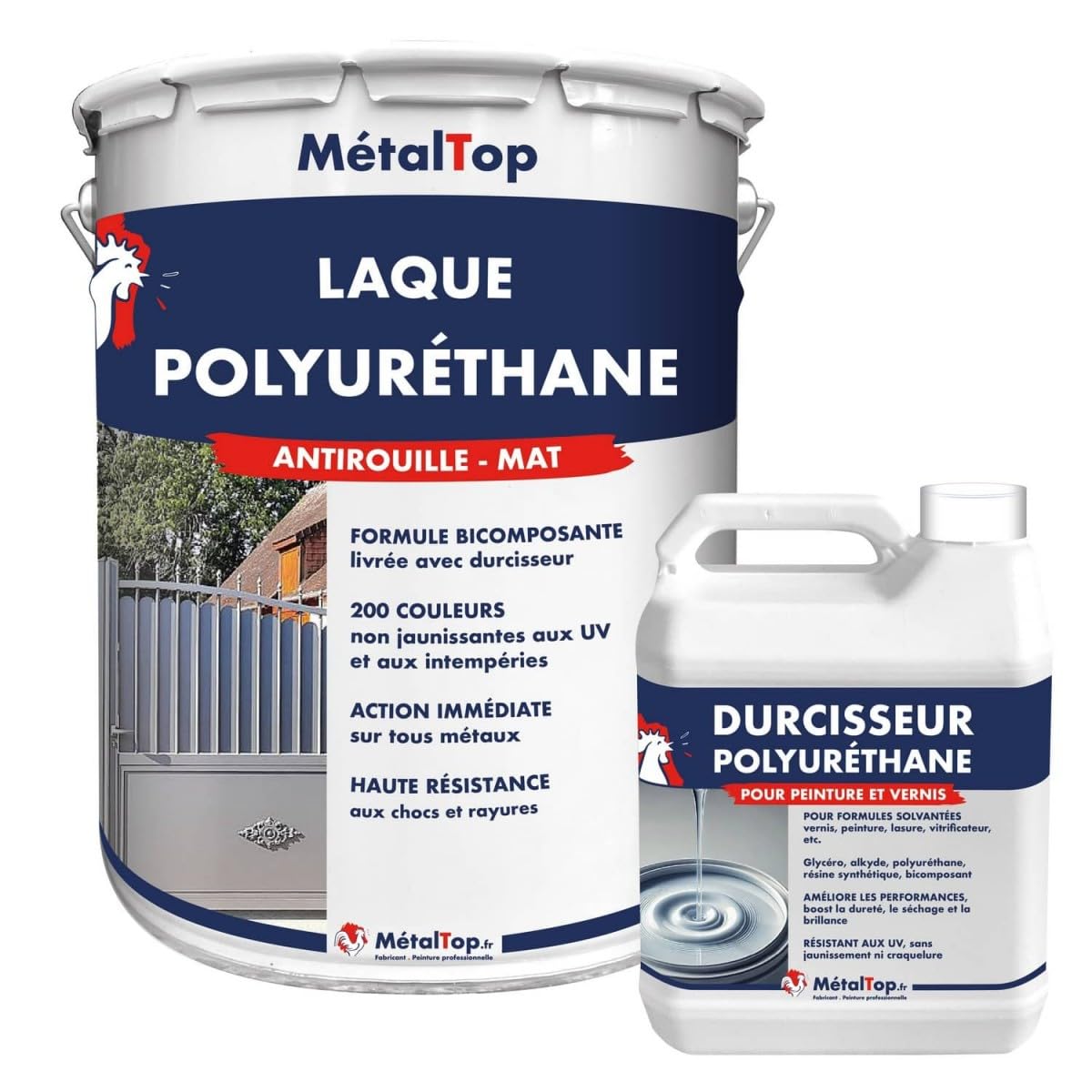 Metaltop - Laque Polyurethane Mat - Rouge signalisation - RAL 3020-5 L - Laque de finition mate à 2 composants pour métal extérieur