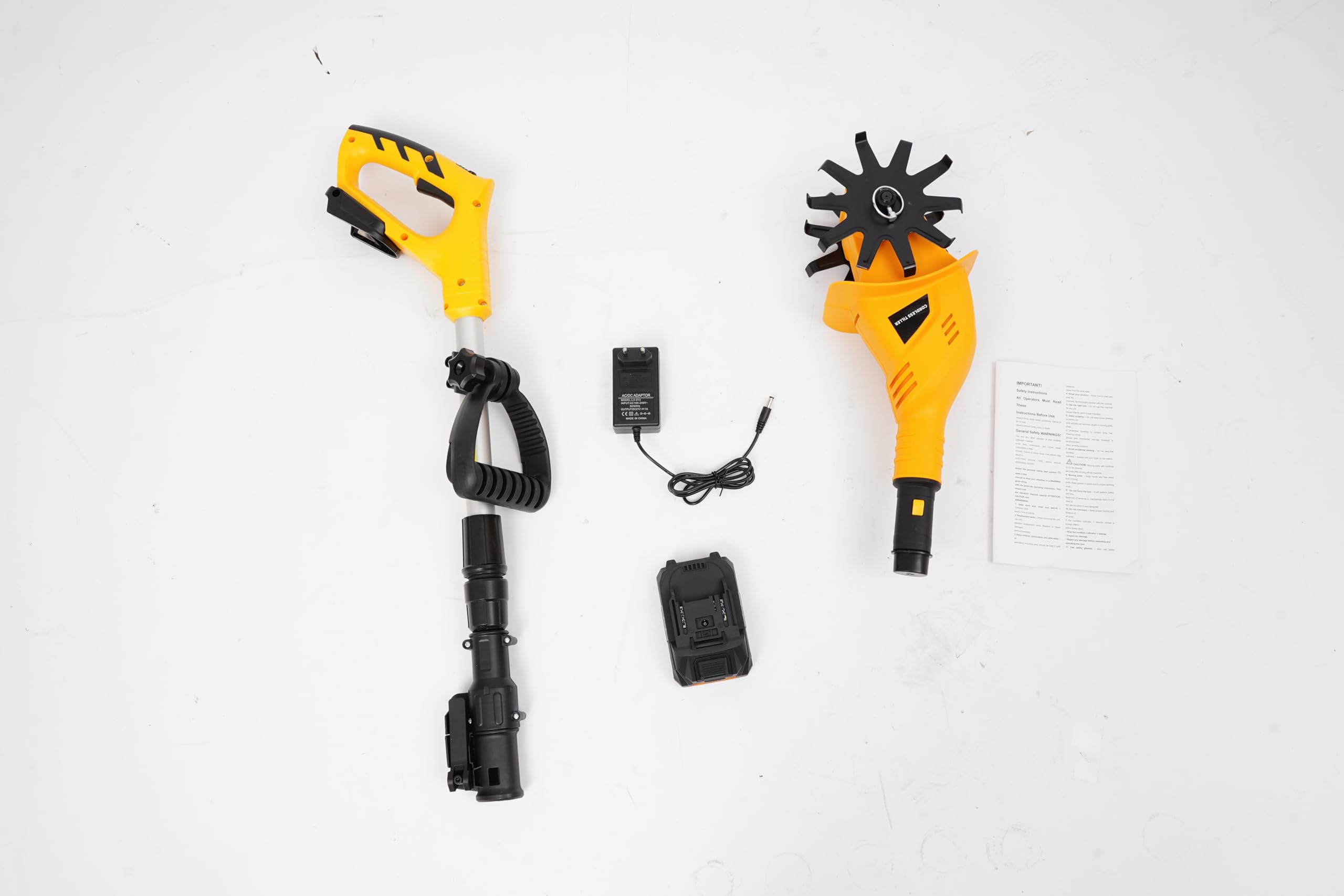 Motoazada de 20 V equipada con batería de litio de 2000 mAh, miniazada de suelo, pivotante de jardín, profundidad máxima de 20 cm, ancho máximo de 10 cm, cultivador telescópico
