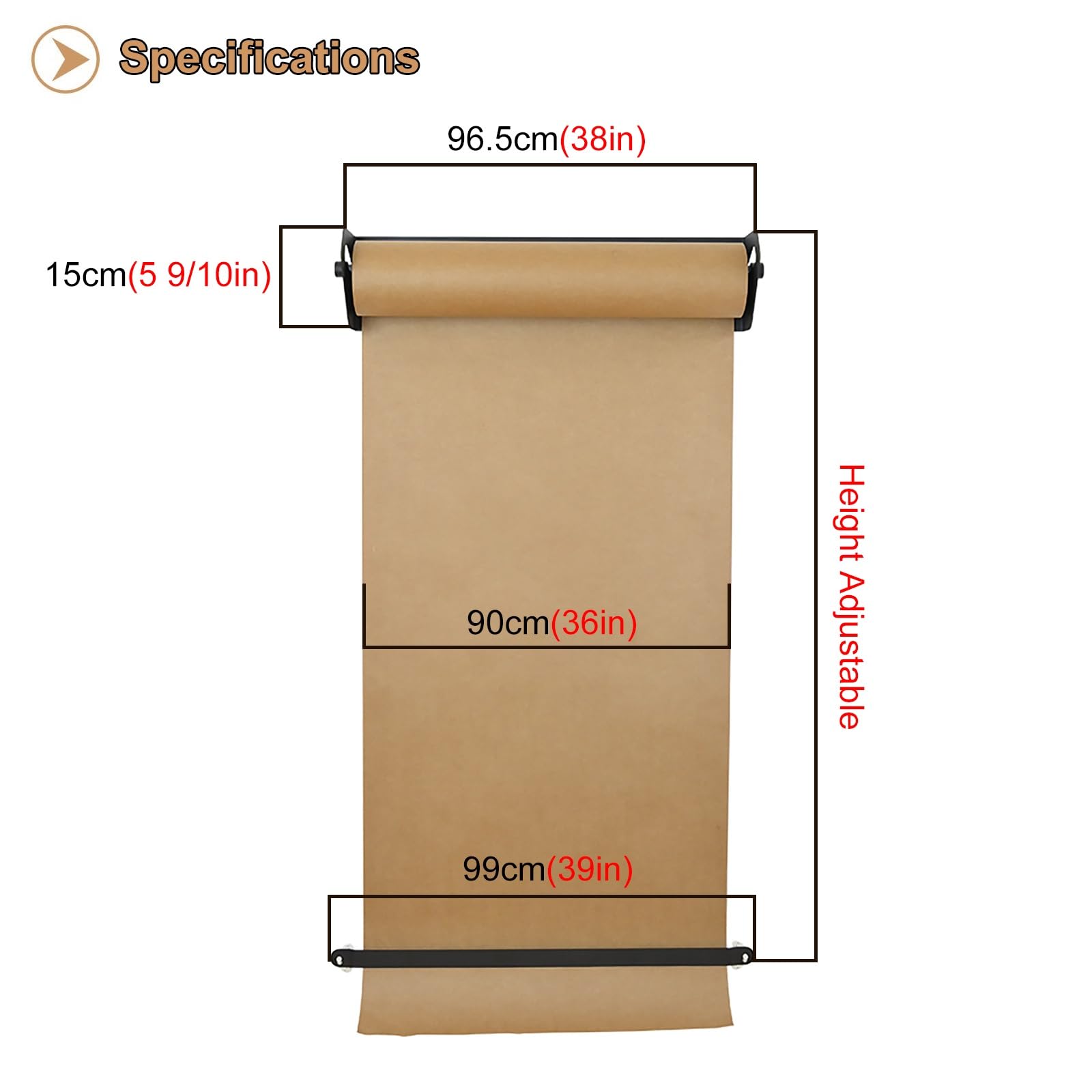 Dozownik Papieru Brązowa Rolka Papieru Rzeźniczego 30 45 50 60 90 120 Cm Szeroka Z Dozownikiem, Montowany Na Ścianie Uchwyt Na Rolkę Papieru Rzemieślniczego I Obcinacz/uchwyt(36in/90cm wide)
