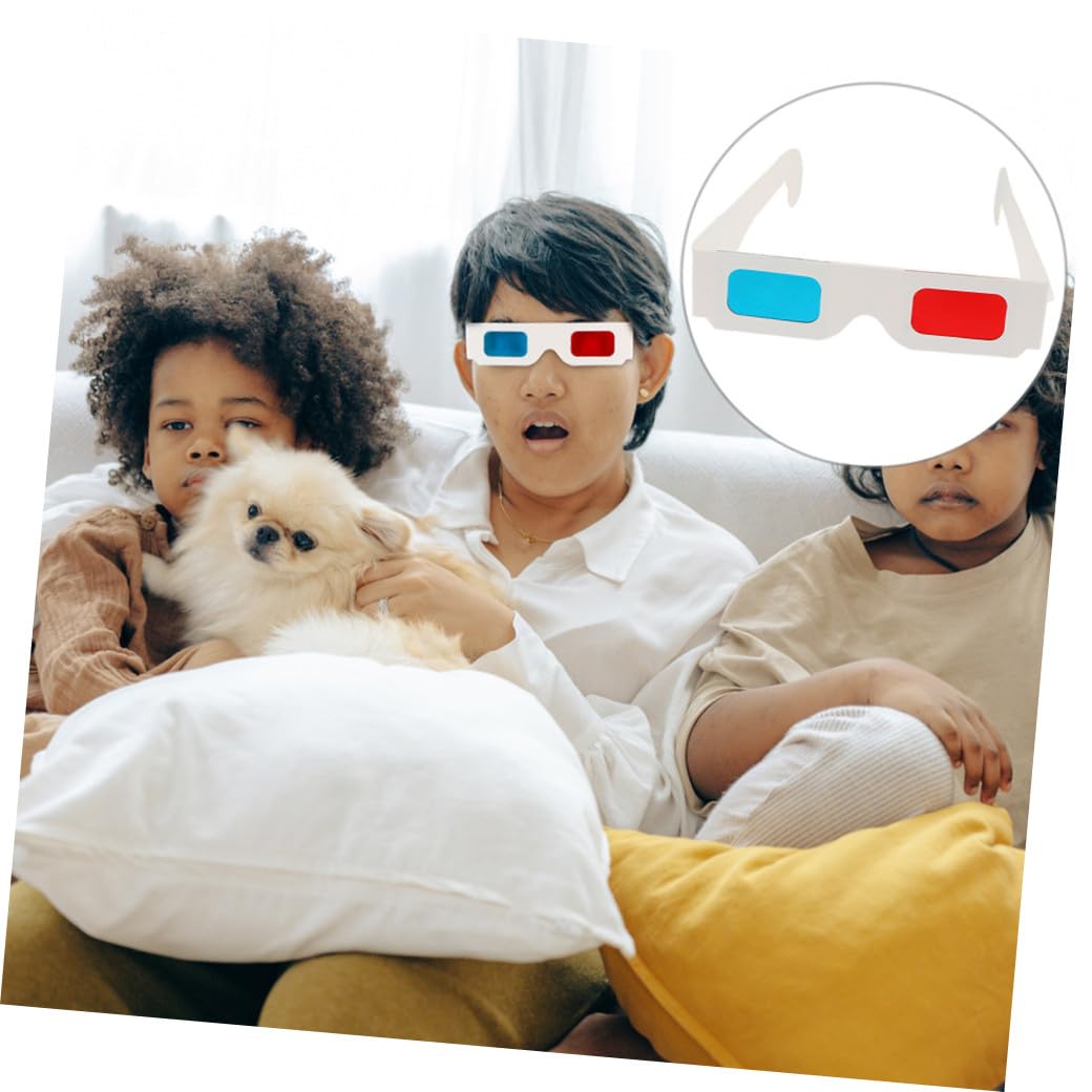 Occhiali 3d Anaglifici in Cartone Bianco Monouso, Confezione da 30 Pezzi per Cinema, Film e Video 3d, per Feste, Compleanni e Uso Portatile