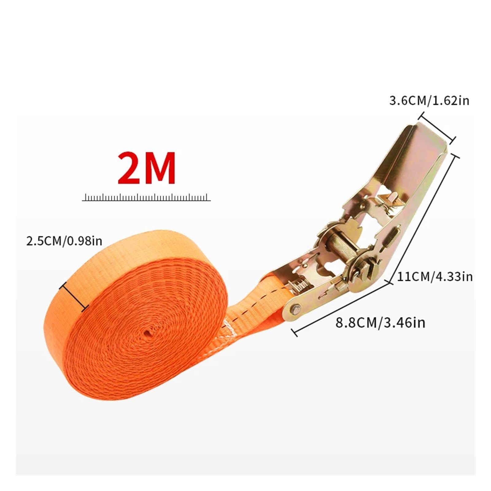 Paski z zapadką do mocowania ładunku, Wytrzymałe metalowe pasy mocujące z klamrą, pas zapadkowy do transportu bagażu, 1 szt(2 meters)