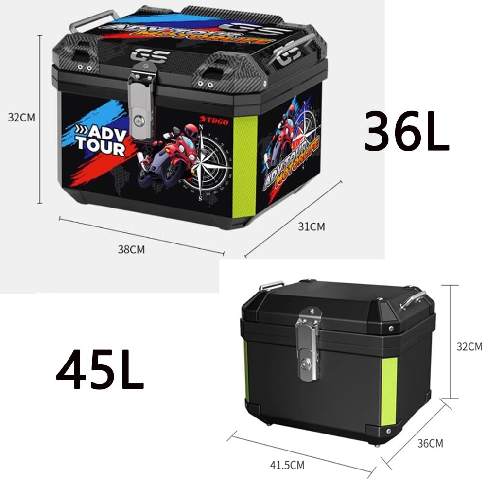 NILZA 45L Universal Baúl De Moto Top Case Scooter Equipaje, Baúl Moto Baul para Moto Impermeable Topcase Caja De Moto, 36L Capacidad Maleta Paramoto, Grande (Size : 45L Lion+Lining)