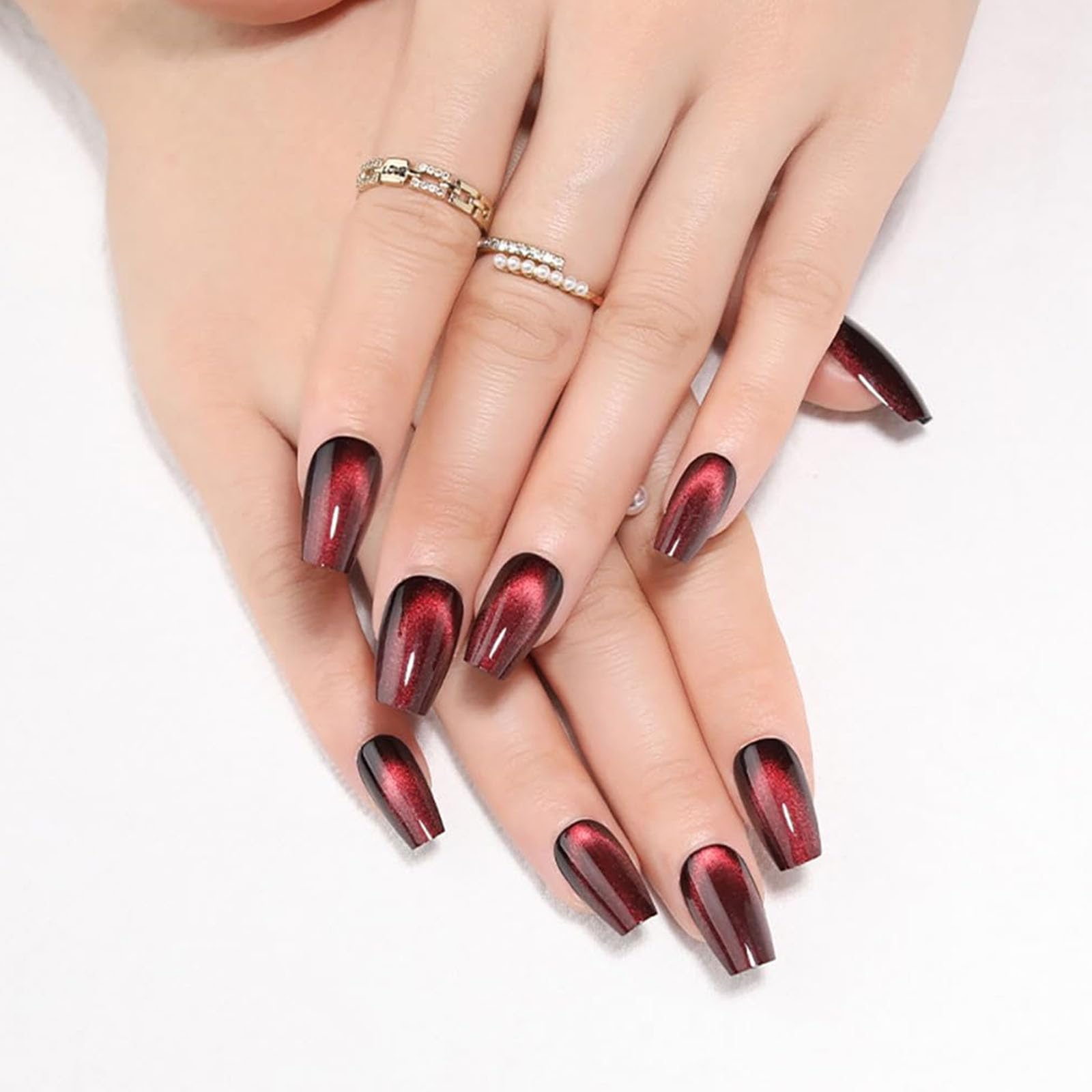 30PCS Gush Beauty Nails, Cat Eye Press On Nails, Reusable Nail Extensions For Wedding Parties And Daily Fashion, Quick Home Manicure Application With Protection-image-5
