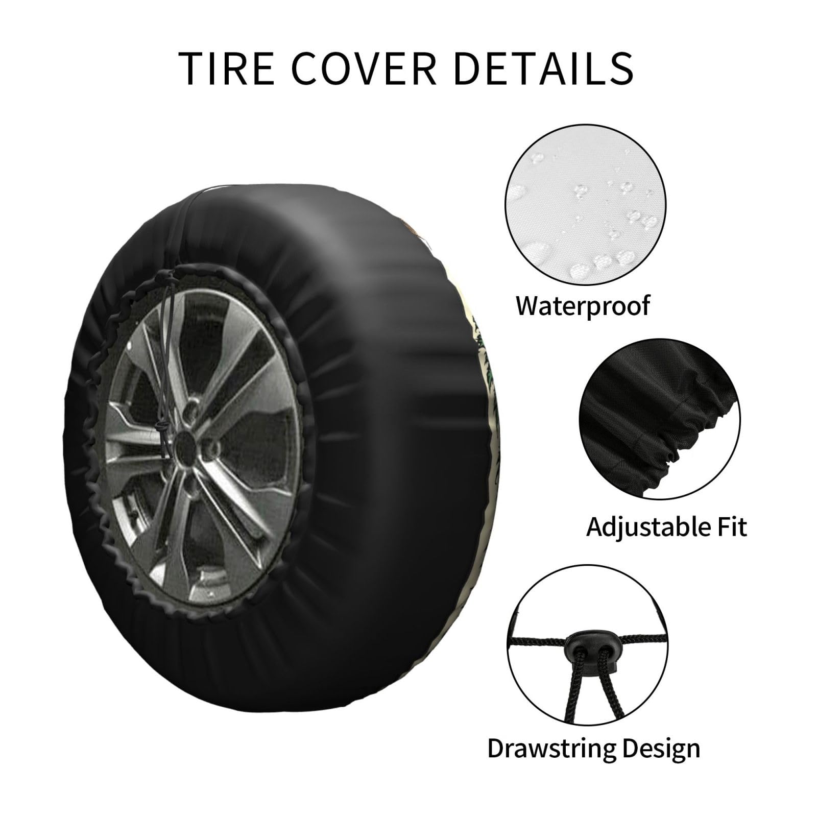 Funda de neumático de repuesto para camping, impermeable, a prueba de polvo, universal, apta para remolque, caravana, SUV, camión, accesorios de camping, 15 pulgadas
