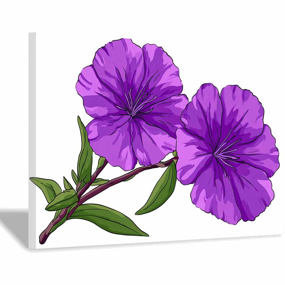 ZAMAEIU Nature Landscape Canvas Wall Art Purple Floral Painting posters picture, Modern Wall Decor, for Bedroom, Office, Living Room, Corridor, classroom(Purple;)-30x50cm Framed