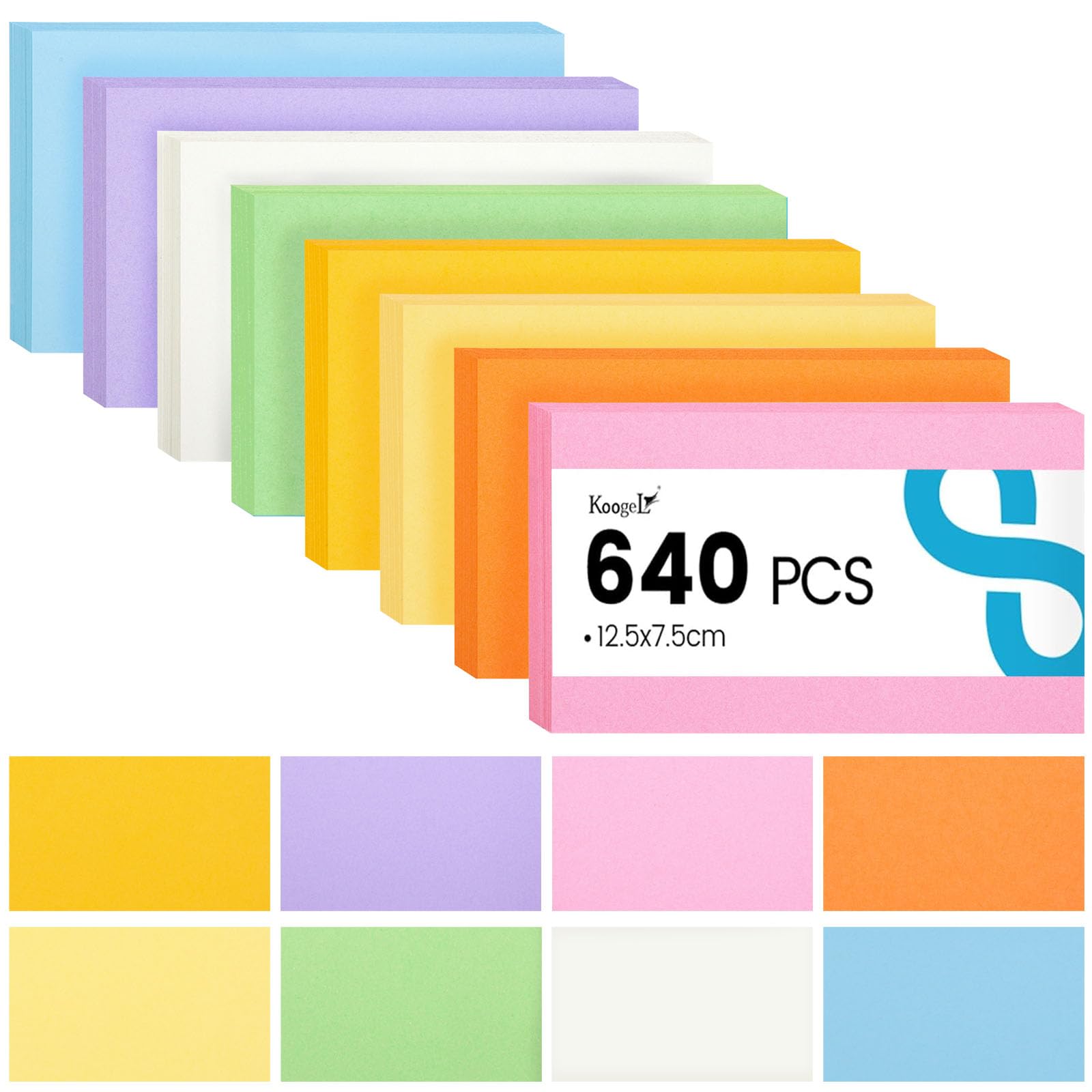 Sponsored Ad – Koogel Flashcards Index Cards 640PCS 12.5x7.5cm, Blank Revision Cards with 8 Color Coding System, Study Supplies for Language Learning