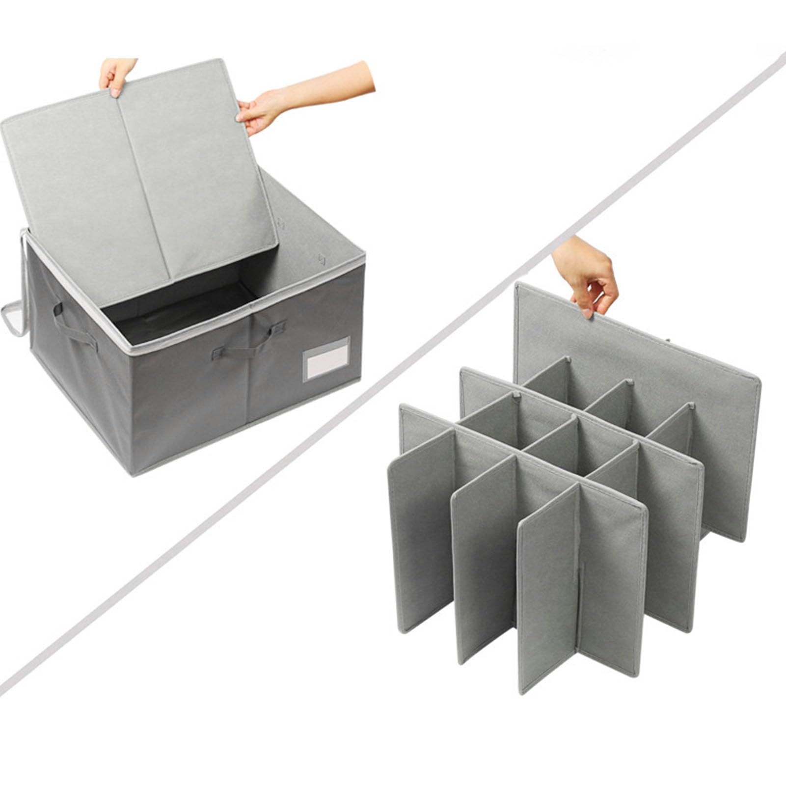 YUYTE Organizzatore per Scarpe, Contenitore per Scarpe in Tessuto Oxford, Resistente Alla Polvere con Divisori Rimovibili e Maniglie per Ripostiglio Armadio Sotto il Letto (GRAY)