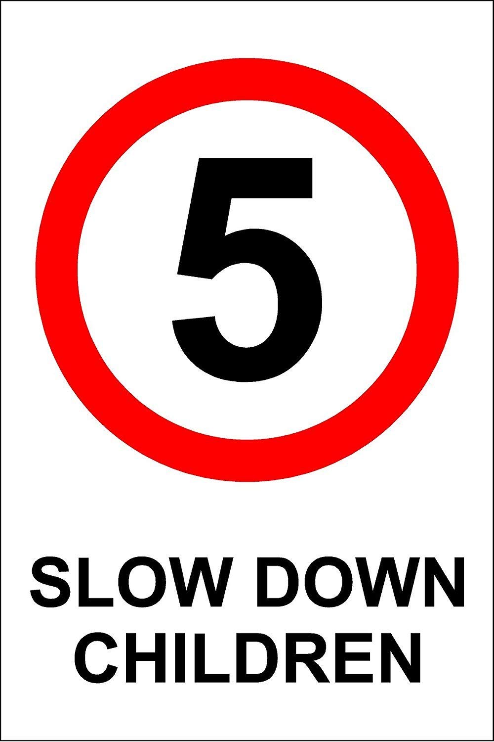 Kpcm Display Ltd Slow Down Children 5 Mph Safety Sign - 1.2Mm Rigid Plastic 600Mm X 400Mm