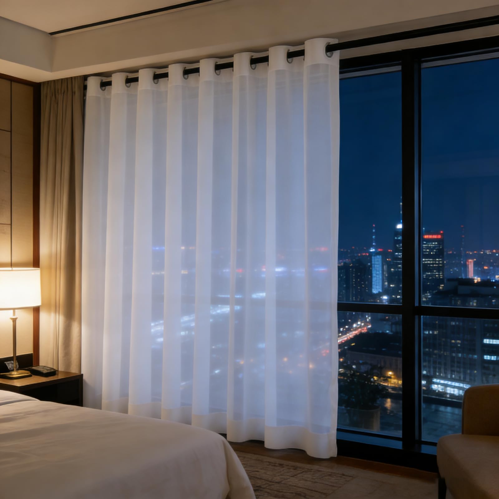 Voile Gardinen 205 x 190 cm Halbtransparent, Lichtdurchlässig Und Elegan, mit Ösen in Leinenoptik, Luftig Und Langlebig Gardinen Kurz Halbtransparent für Jedes Fenster, Weiß