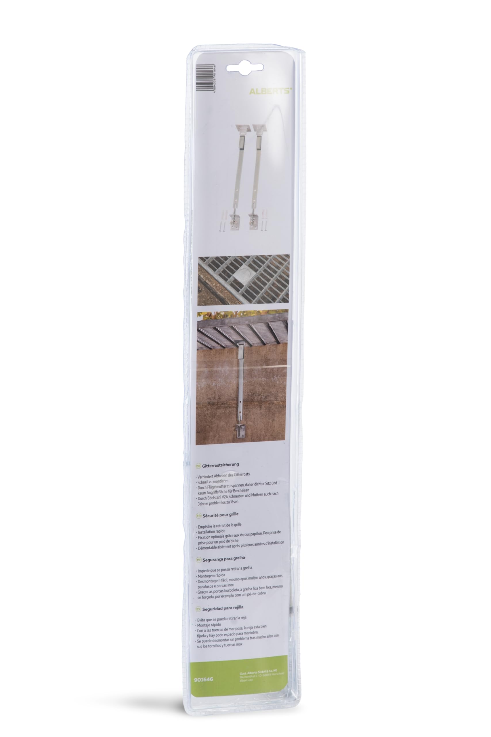 Alberts 857127 Gitterrostsicherung | verzinkt | Flacheisen 19 x 2,5 mm | Länge 370 mm | 6er Set