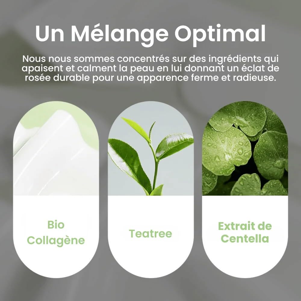 Leaf Cosmetic Masque Bio Collagene Visage & Teatree Mask(1 Boîte – 4 Masques)