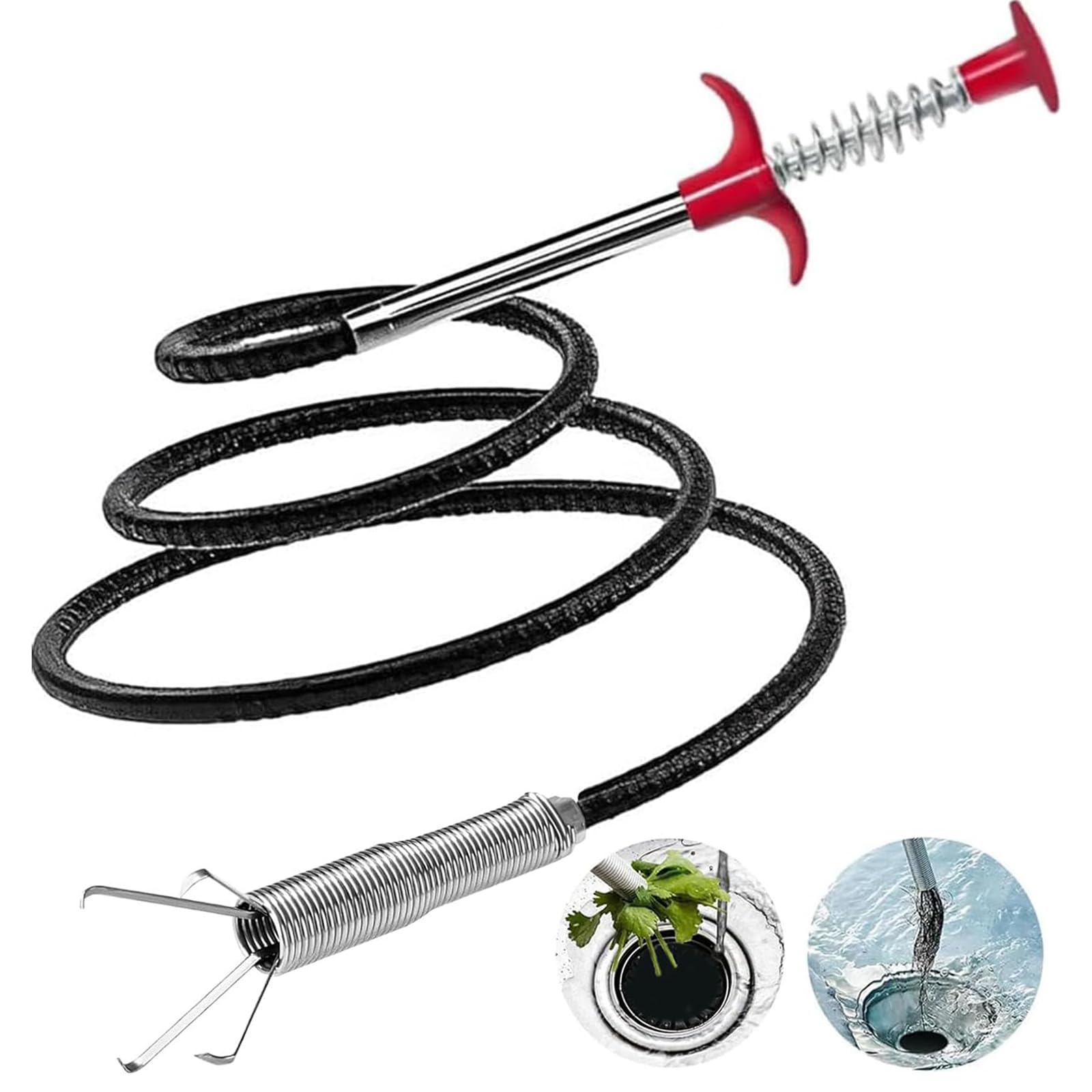 Photo 1 of (116 inch) Drain Snake, Tools Toilet Snake Sewer Shower Kitchen Cleaner Bathroom Tub Clogged for Tub Drains Opener Gutter Cleaning