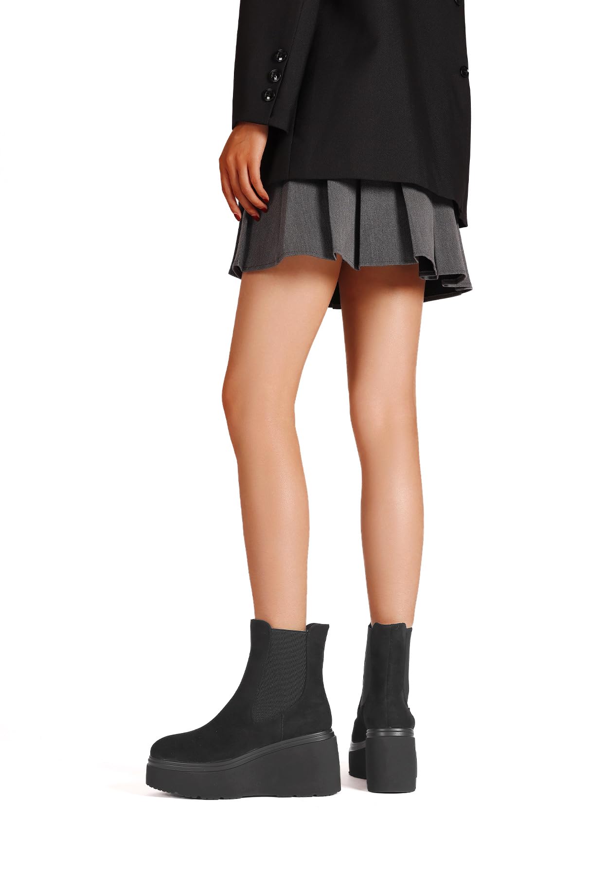 QUEEN HELENA Stivali Chelsea Platform Stivaletti con Zeppa Donna X31-129