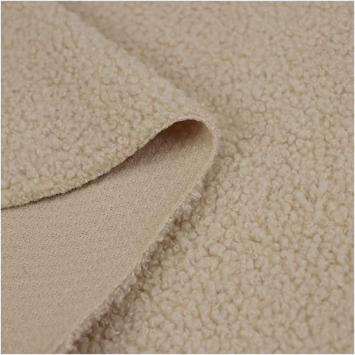 LNN Tela de piel sintética Beige, 150cm ancho, suave, tela oveja imitación for ropa, manualidades costura para Vestuario,Costura