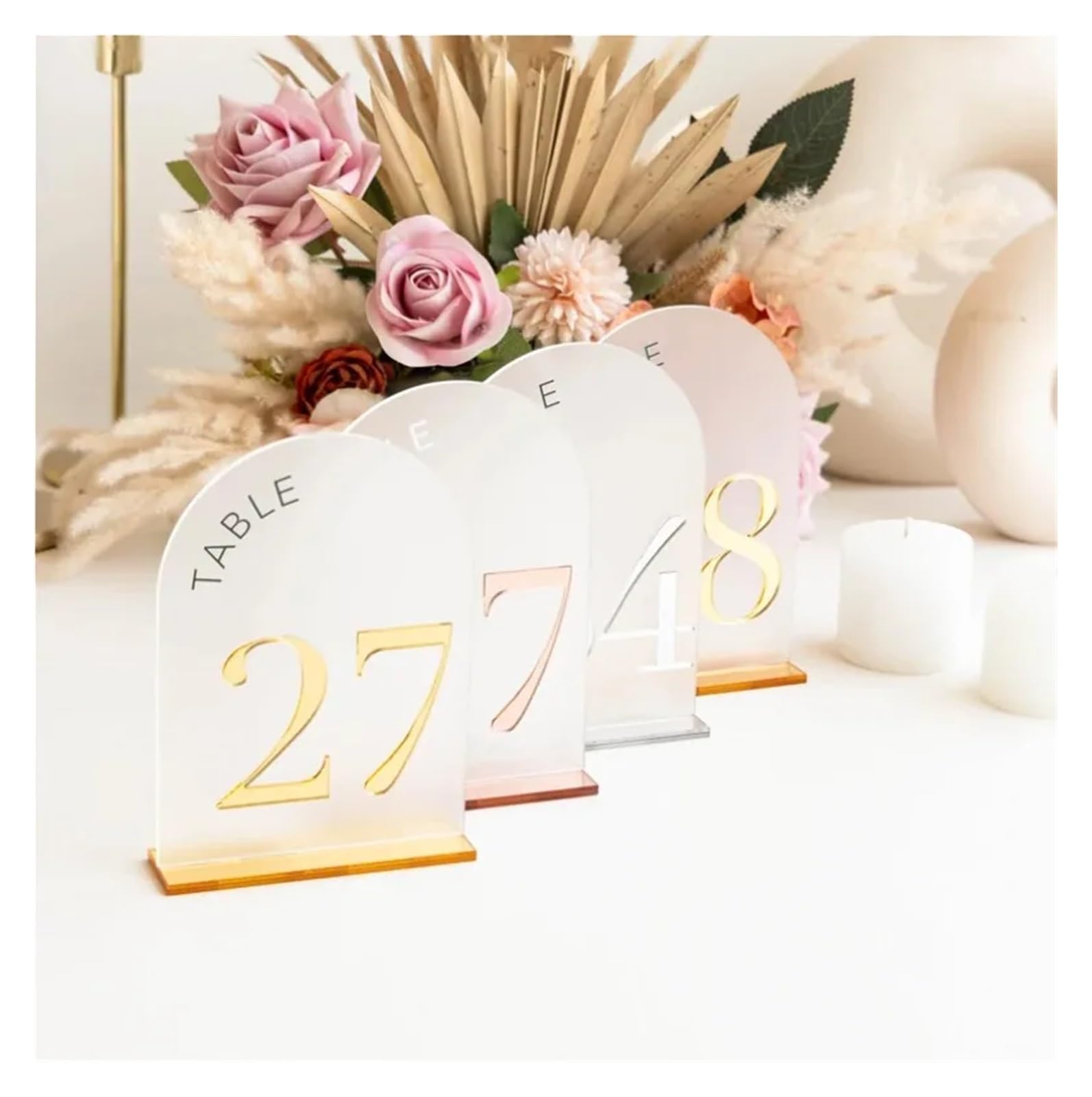 PortanúMeros De Mesa Arched Shape Table Numbers Gold Wedding with Stands 3D Reception Decor PosanúMeros Para Boda(Silver,No.1-30 (10x15cm))