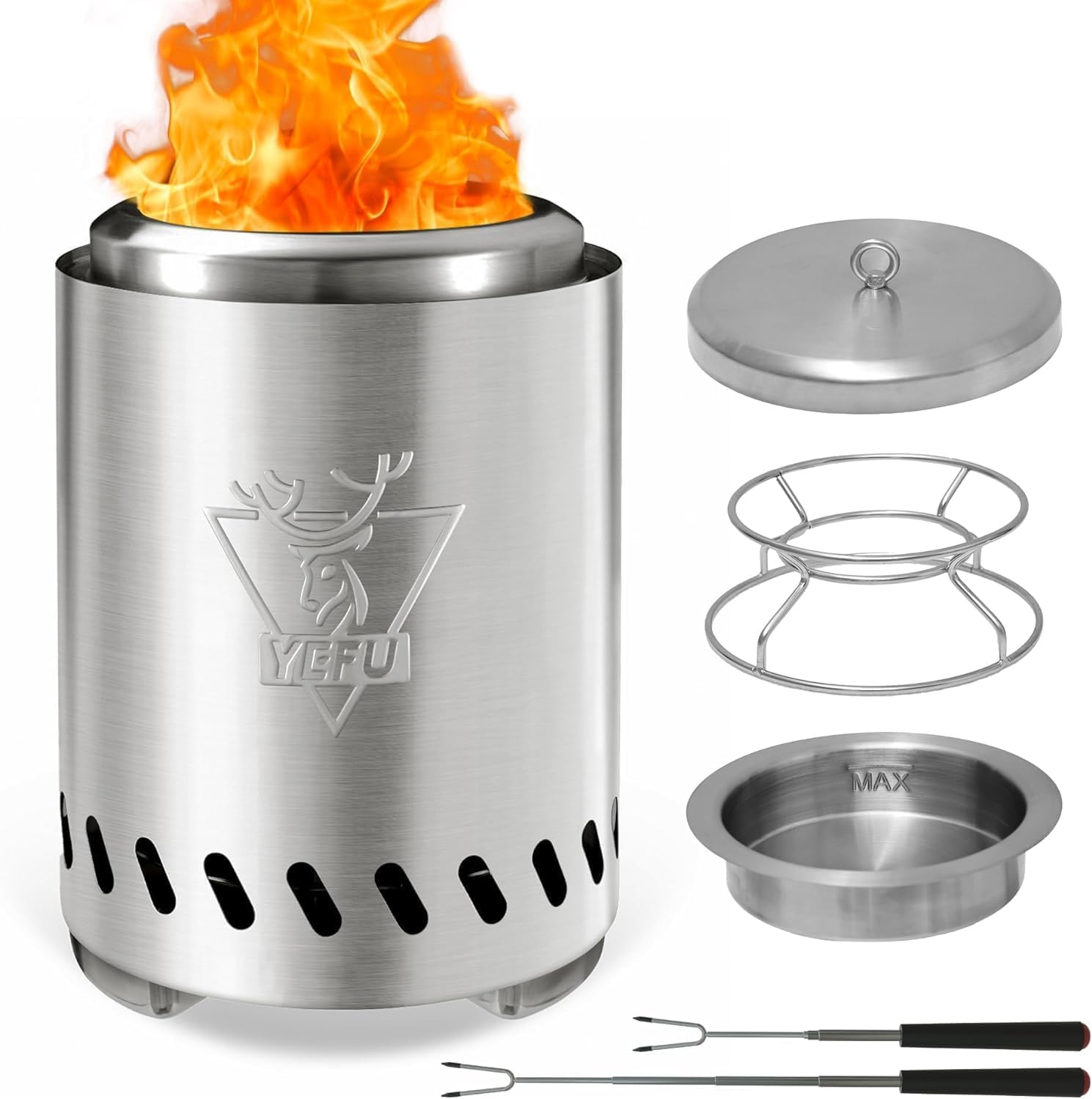 Generic Rauchfreie Feuerstelle Tischplatte Tragbare Feuerstelle Betrieben mit Holzpellets Flüssige Brennstoffe Sicher Brennende Tisch-Feuerstelle Tragbarer Mini-Herd mit Tasche,Brennerkappe,14CM