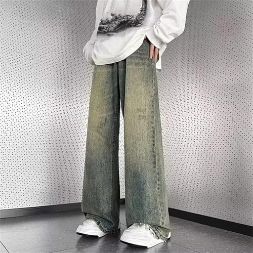 Men's Vintage High Waist Wide Leg Jeans Casual Fashion Straight Loose Blue Jeans with Pockets2