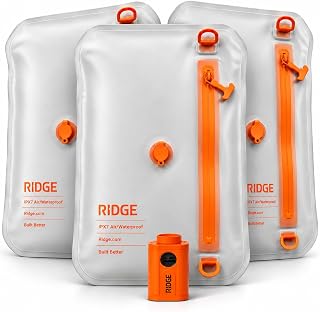 3-Pack Ridge Vacuum Packing Set with Pump for Travel, 3 Compression Cubes & USB-C Rechargeable Pump, Carry-On Size Compression and Space Saver, Airtight Travel Bag